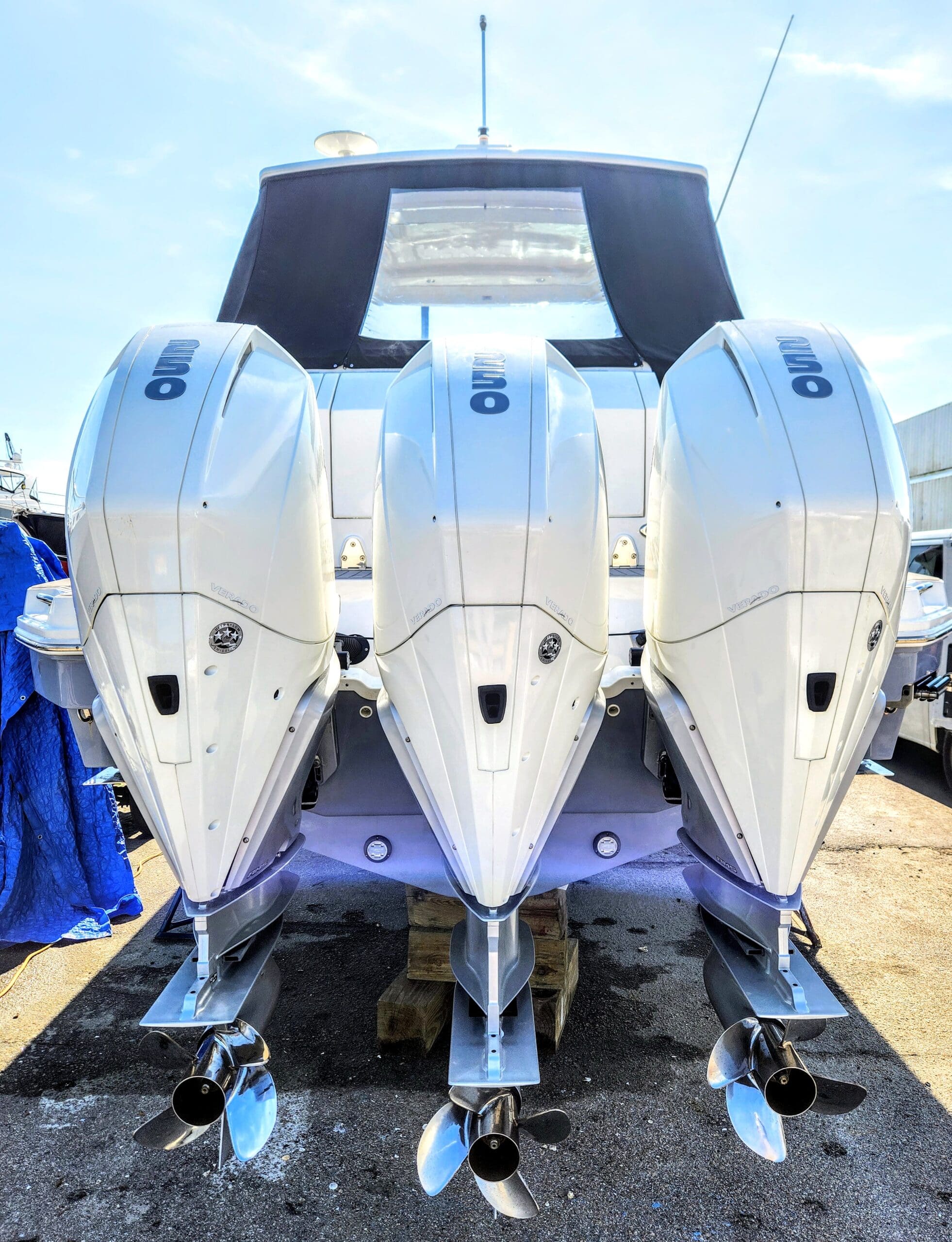 a row of white boats on a boat