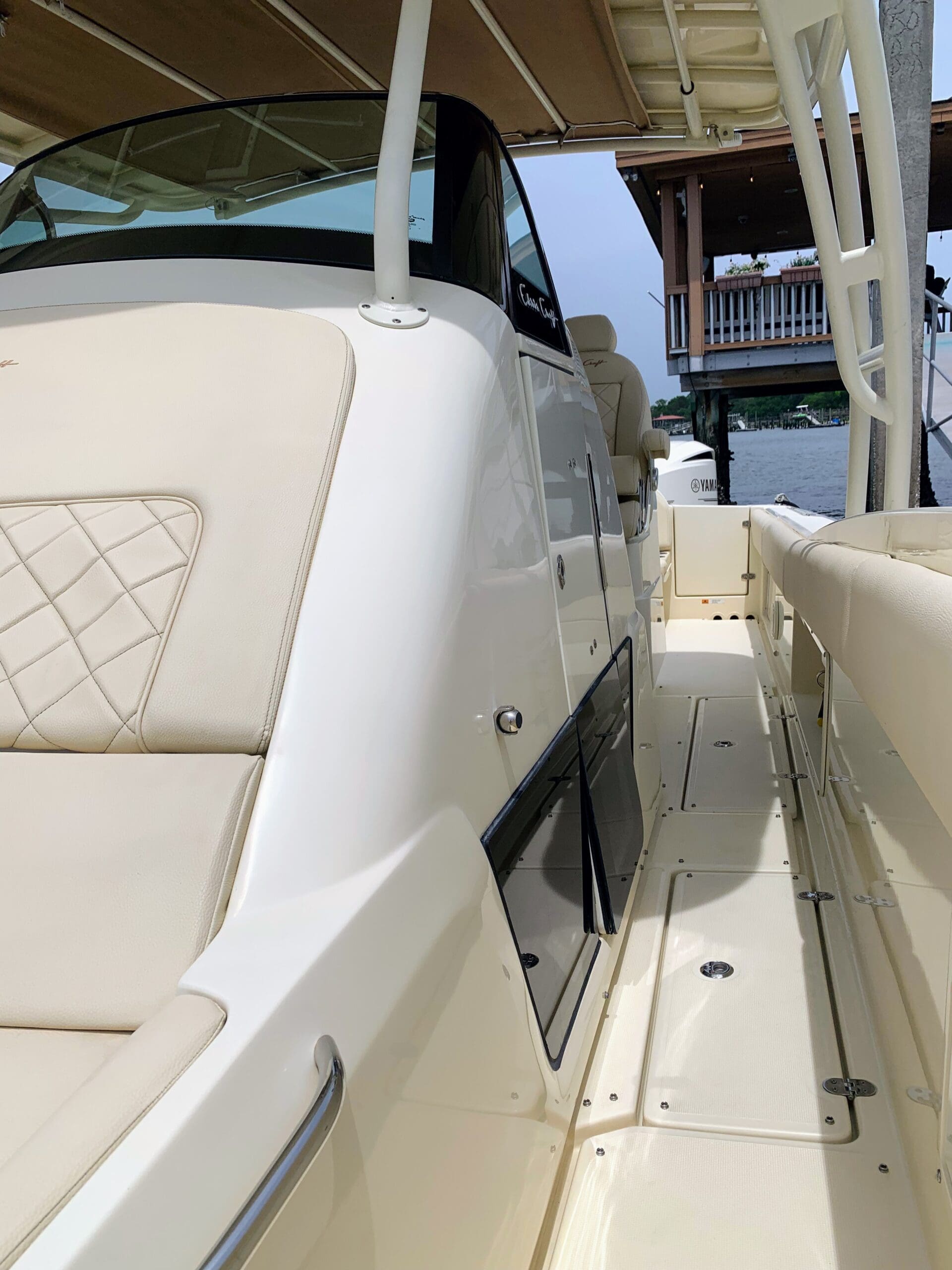 the inside of a boat